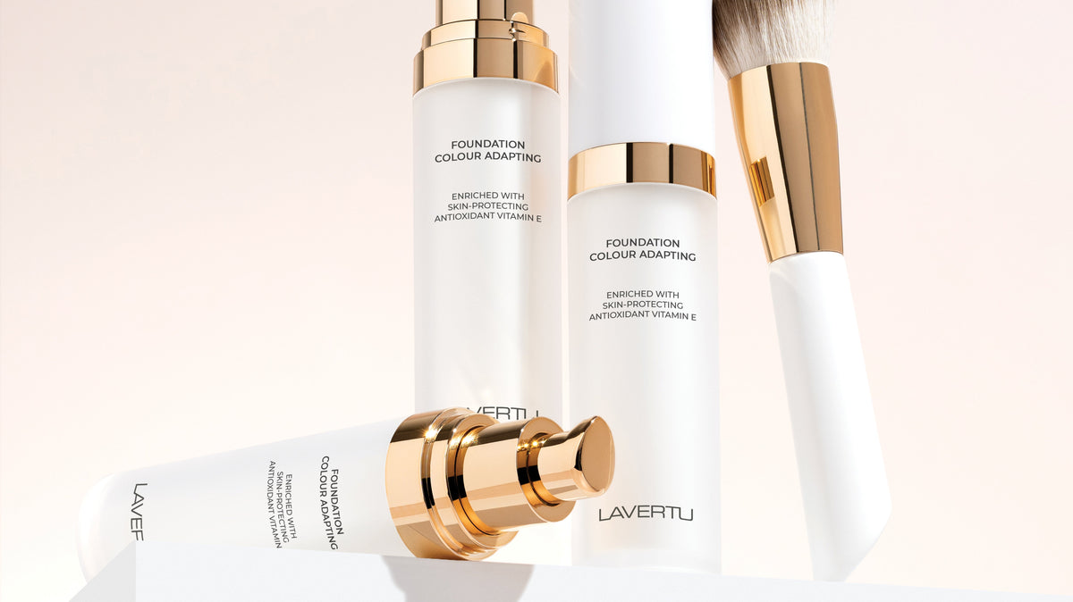 Lavertu Colour Adapting Foundation with Foundation Brush for a natural-looking finish.
