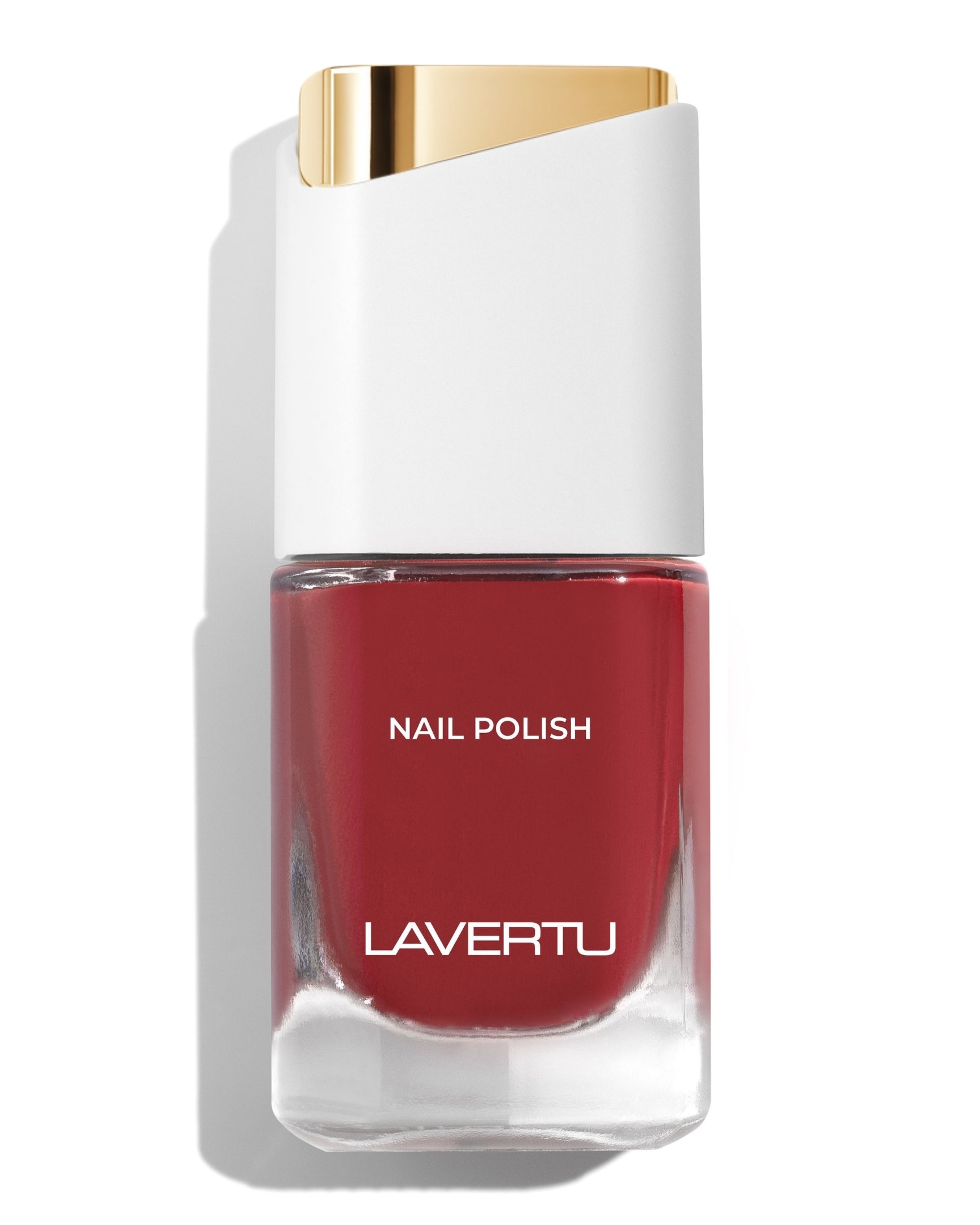 LAVERTU Nail Polish Nature 30 Darby Rose packshot featuring a warm rose nail colour with full coverage and a glossy finish in a sleek glass bottle.