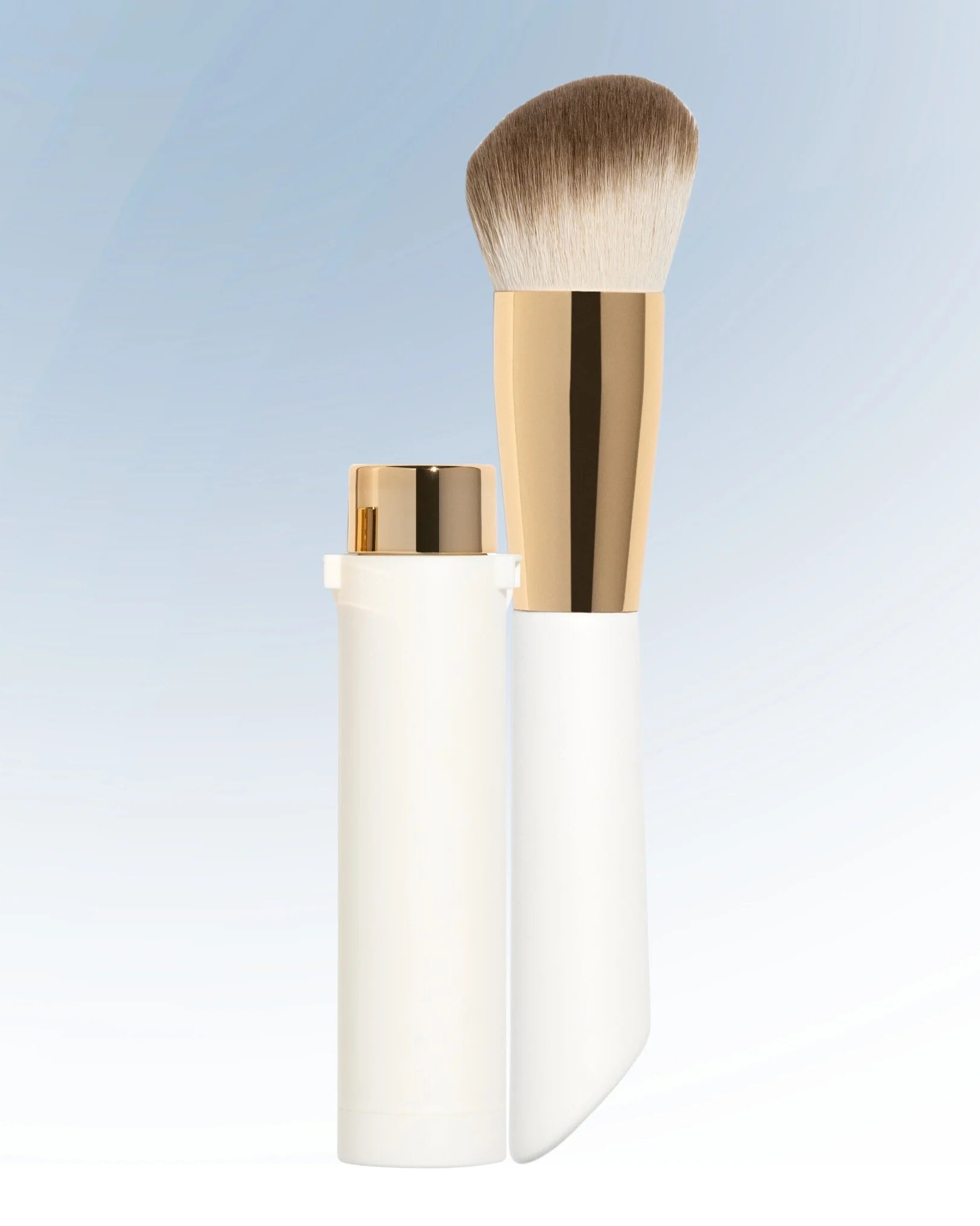 Lavertu Colour Adapting Foundation refill with vegan makeup brush on light background