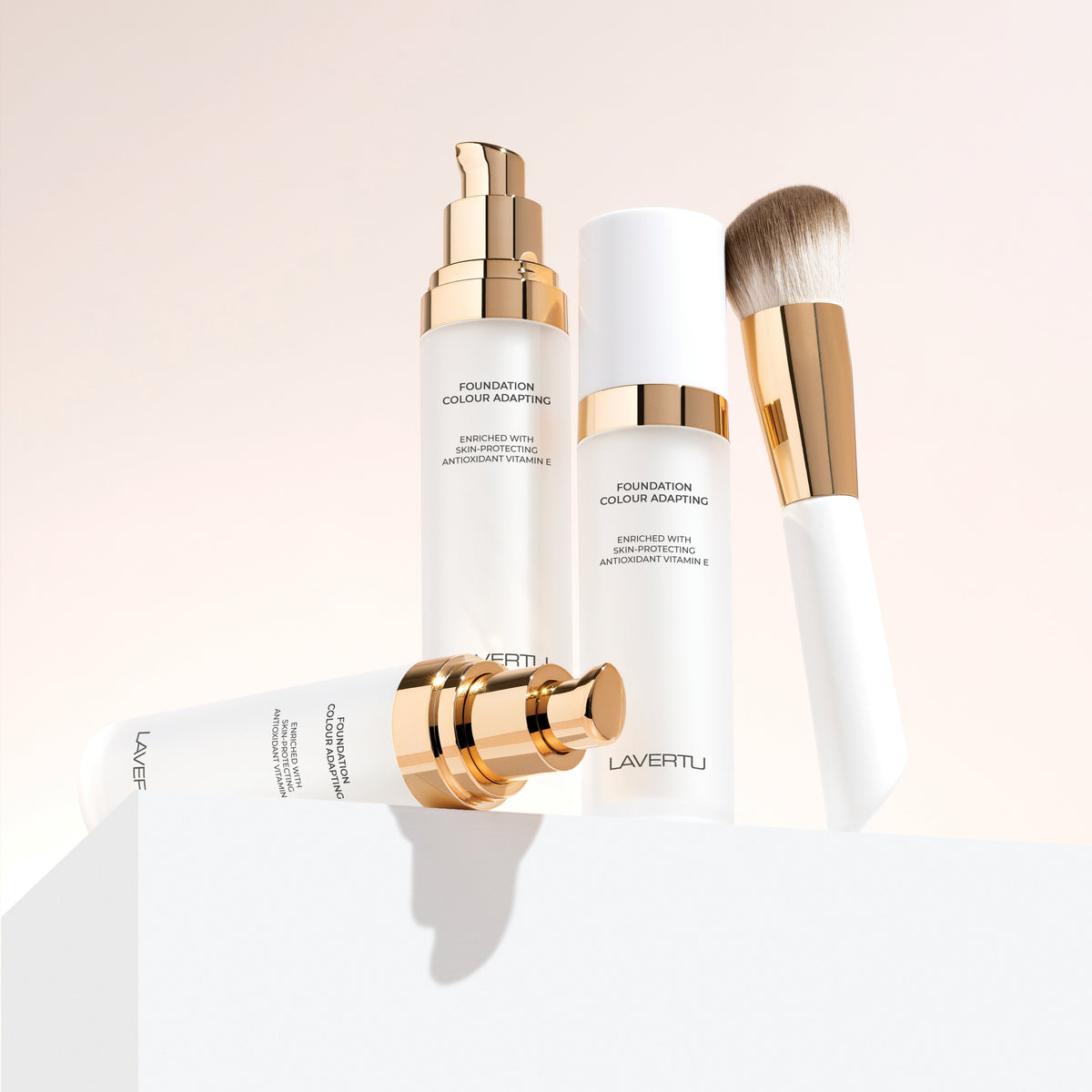 Lavertu Colour Adapting Foundation with Foundation Brush for a natural-looking finish.