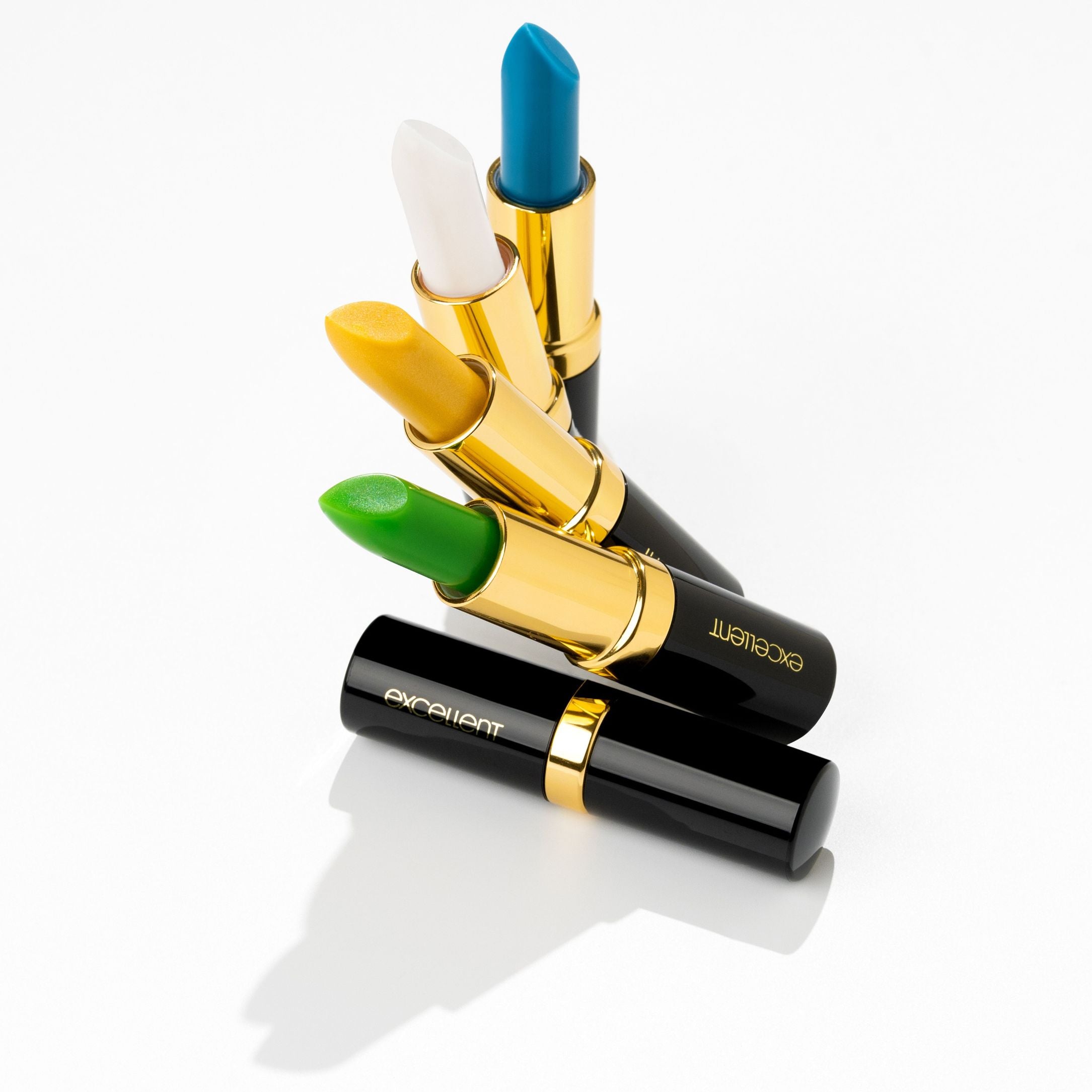LAVERTU Lipstick Excellent Yellow displayed with the full lipstick collection.