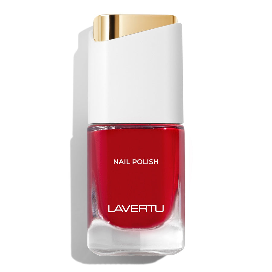 LAVERTU Nail Polish Nature 35 Delbard Orange packshot featuring a warm vibrant orange nail colour with full coverage and glossy finish in a sleek glass bottle.