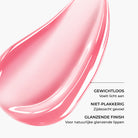 Roze textuur van Lavertu Renewal Adaptive Lip Oil met een lichte, niet-plakkerige en glanzende finish
