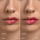 Before and after result Lavertu lip oil shades nature glow and unique rose