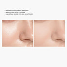 Before and after results of Lavertu Translucent Fix Matt Powder showing matte, smooth skin appearance.